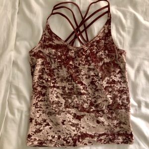 Pink/purple suede tank top